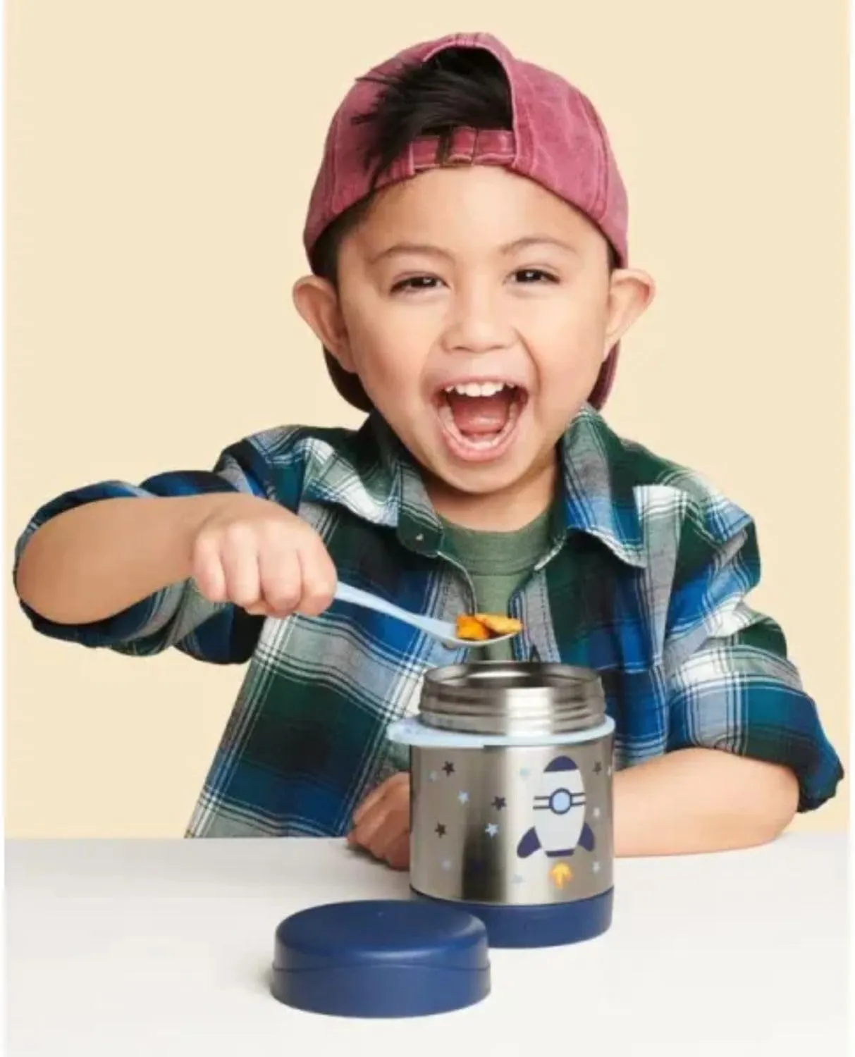 Skip Hop Insulated Baby Food Jar, Sparks Rocket, Stainless Steel, Holds 11oz