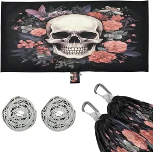 Skull Camping Hammock, 330 lbs with 2 Tree Straps, Carry Bag, Single Portable Hammock for Outdoor/Indoor, Hiking, Beach, Backpacking, Travel