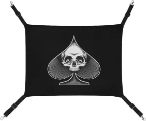 Skull in Spade Hanging Cat Bed Soft Breathable Pet Hammock for Cage Pet Sleeper for Kitten Ferret Puppy Rabbit