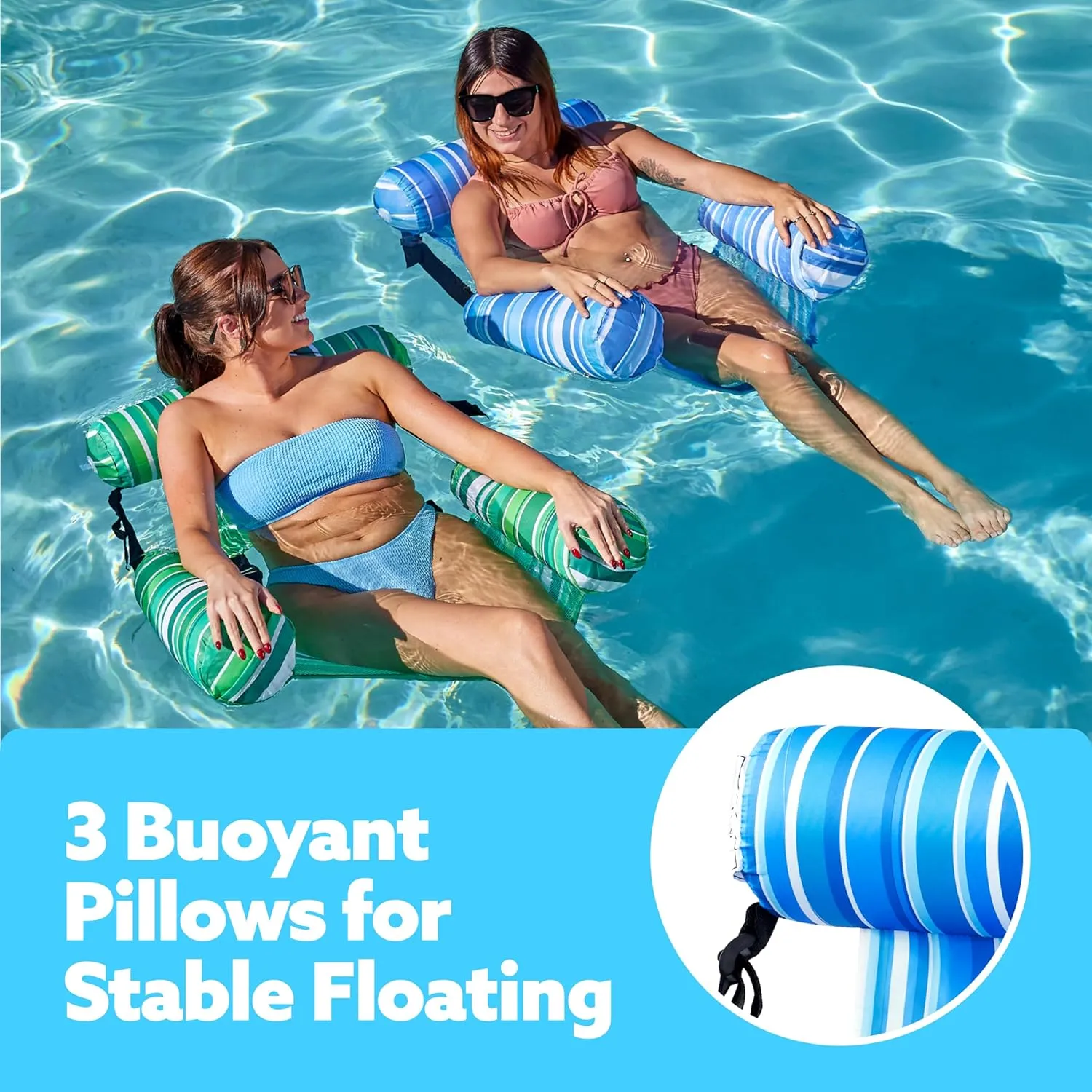 SLOOSH Inflatable Pool Floats Adult,2 Packs Floating Lounge Chairs,Blow up Pool Noodles for Adult Heavy Duty,Floating Chair for Party Summer Water Beach Lake Fun