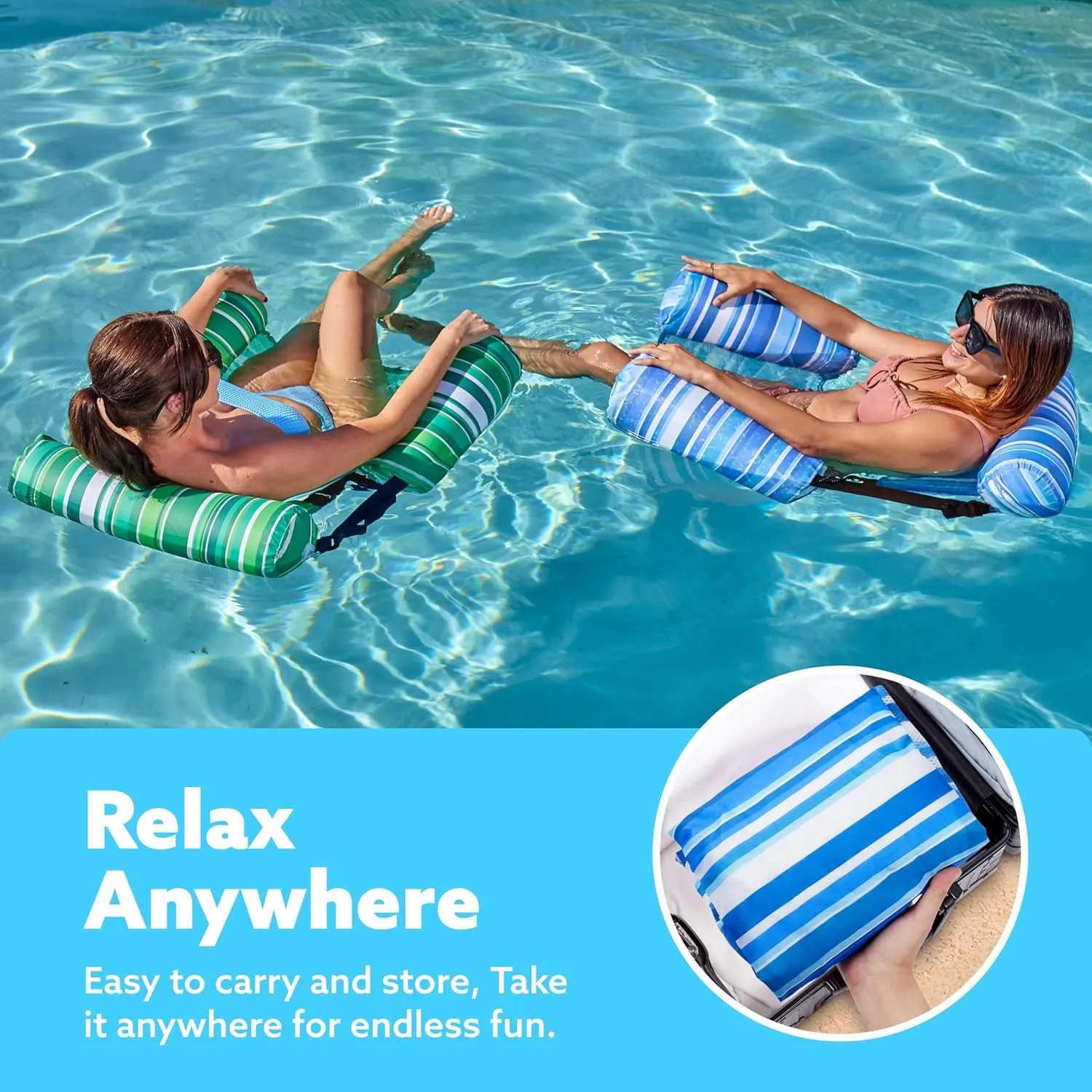 SLOOSH Inflatable Pool Floats Adult,2 Packs Floating Lounge Chairs,Blow up Pool Noodles for Adult Heavy Duty,Floating Chair for Party Summer Water Beach Lake Fun