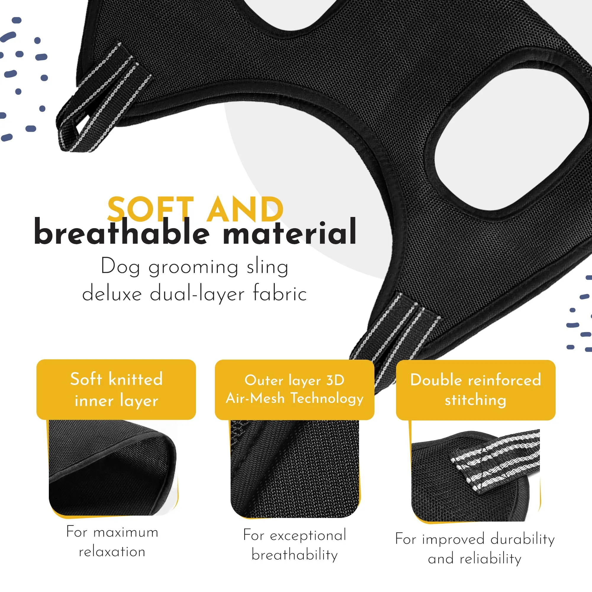 Small Dog Grooming Hammock - Pet Hammock for Grooming and Trimming Nails - With Comb, Nail Trimmer, Nail File - Dog Grooming Harness Sling for Nail Clipping - Hanging Restraint Holder for Dogs or Cat