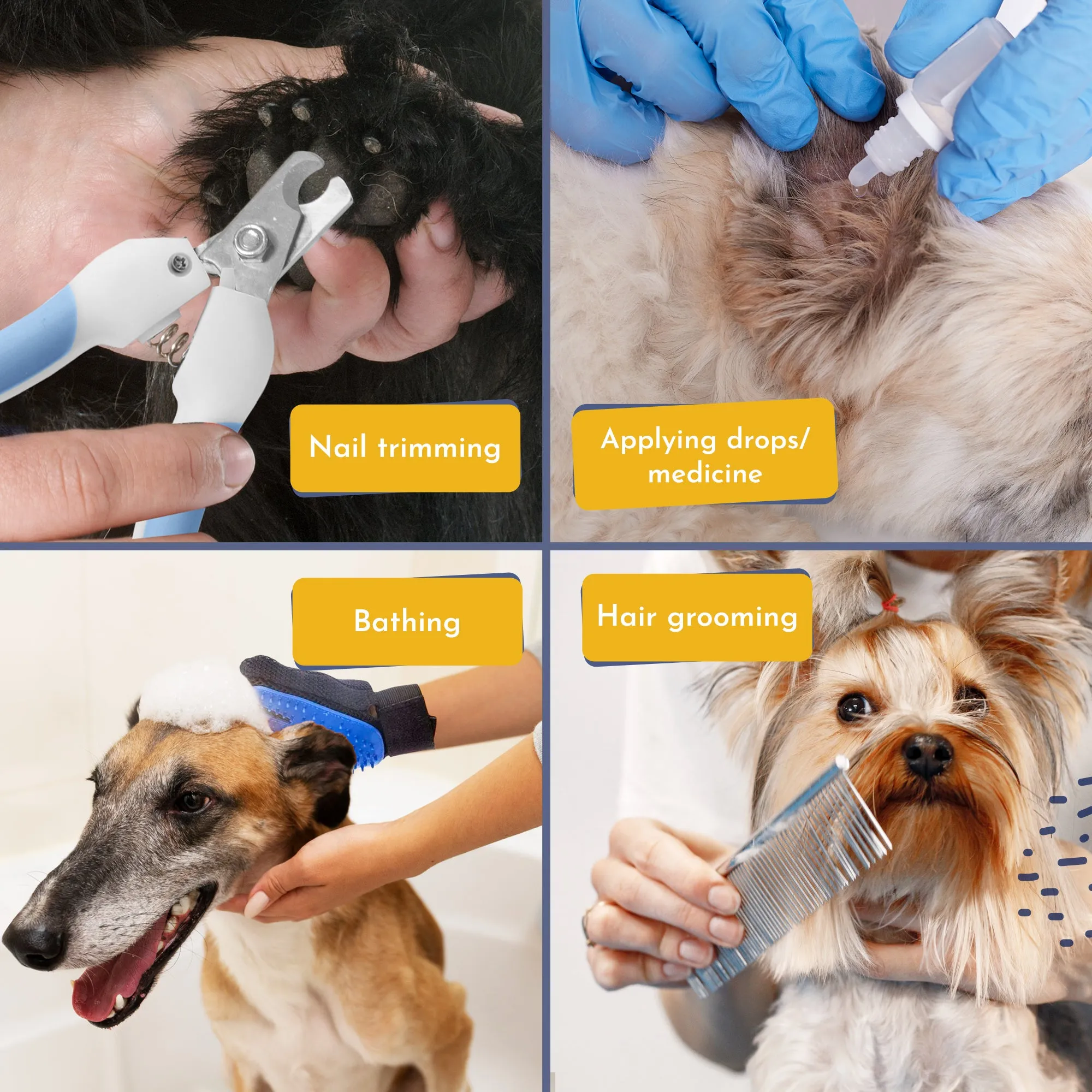 Small Dog Grooming Hammock - Pet Hammock for Grooming and Trimming Nails - With Comb, Nail Trimmer, Nail File - Dog Grooming Harness Sling for Nail Clipping - Hanging Restraint Holder for Dogs or Cat