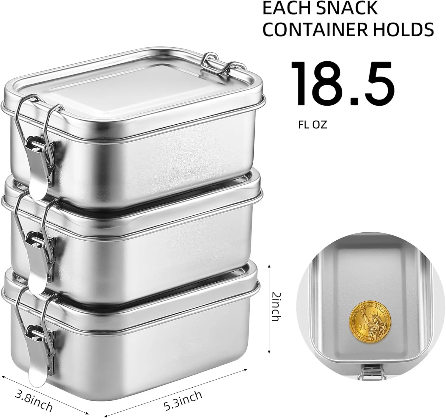 Small Stainless Steel Food Storage Containers Set | Reusable Metal Lunch Snack Boxes Food Prep Container with Lids Freezer & Dishwasher Safe | 550 ml | BPA-Free Plastic-Free