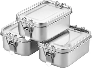 Small Stainless Steel Food Storage Containers Set | Reusable Metal Lunch Snack Boxes Food Prep Container with Lids Freezer & Dishwasher Safe | 550 ml | BPA-Free Plastic-Free