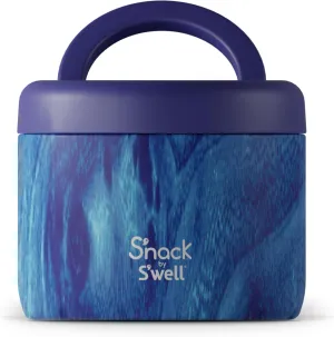 S'nack by S'well Stainless Steel Food Container, 24 Oz, Azure Forest, Double-Layered Insulated Bowls, BPA-Free