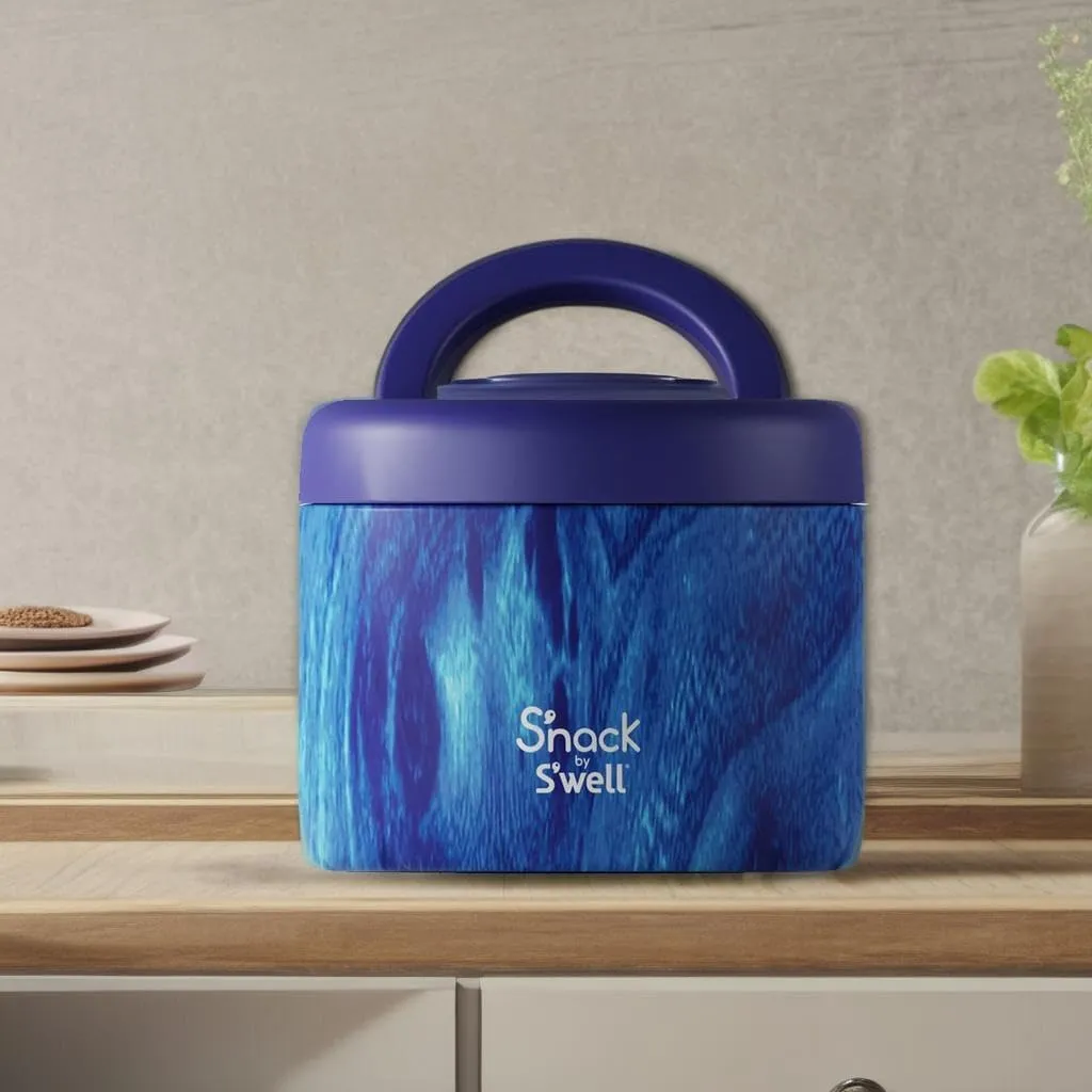 S'nack by S'well Stainless Steel Food Container, 24 Oz, Azure Forest, Double-Layered Insulated Bowls, BPA-Free