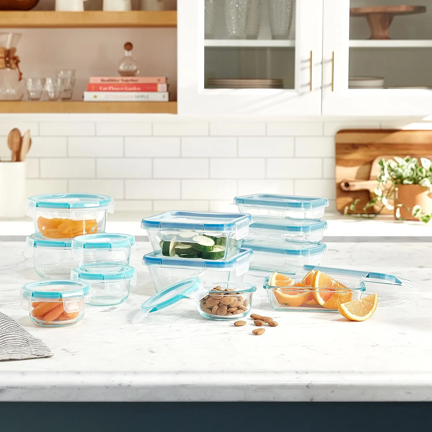 Snapware Total Solutions (12 Pack, 1, 2 & 4 Cup) Glass Food Storage Containers Set, Airtight & Leakproof Locking BPA-Free Lids, Freezer Dishwasher Microwave Safe