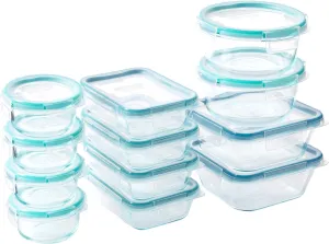 Snapware Total Solutions (12 Pack, 1, 2 & 4 Cup) Glass Food Storage Containers Set, Airtight & Leakproof Locking BPA-Free Lids, Freezer Dishwasher Microwave Safe