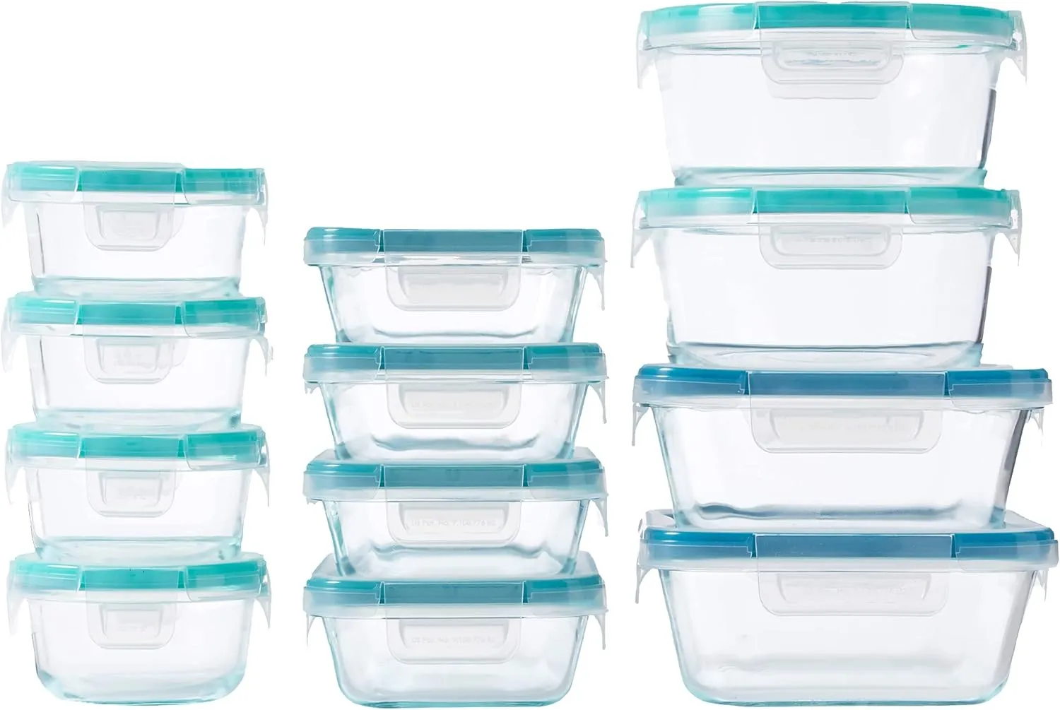 Snapware Total Solutions (12 Pack, 1, 2 & 4 Cup) Glass Food Storage Containers Set, Airtight & Leakproof Locking BPA-Free Lids, Freezer Dishwasher Microwave Safe