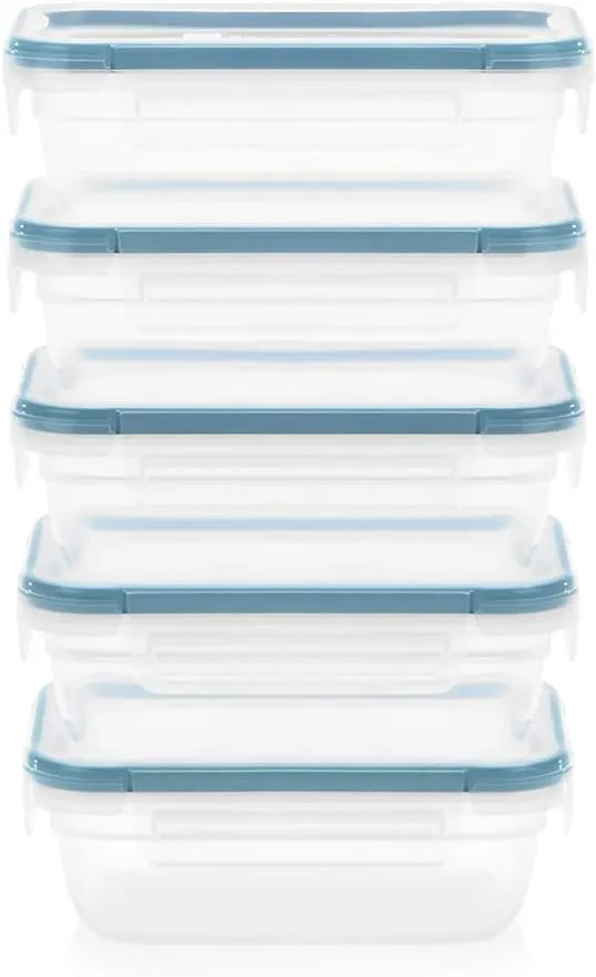 Snapware Total Solutions (5-Pack, 3 Cup) Plastic Food Storage Containers Set, Airtight & Leakproof Locking BPA-Free Lids Tupperware, Freezer Dishwasher Microwave Safe