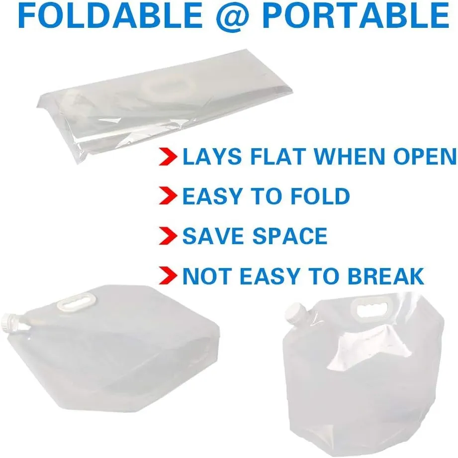 Soddeph Collapsible Water Container Bag, BPA Free Food Grade Clear Plastic Storage Jug for Sport Camping Riding Mountaineer,Freezable, Food Grade (8-pack-1.3 Gal)