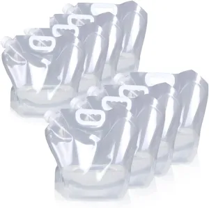 Soddeph Collapsible Water Container Bag, BPA Free Food Grade Clear Plastic Storage Jug for Sport Camping Riding Mountaineer,Freezable, Food Grade (8-pack-1.3 Gal)