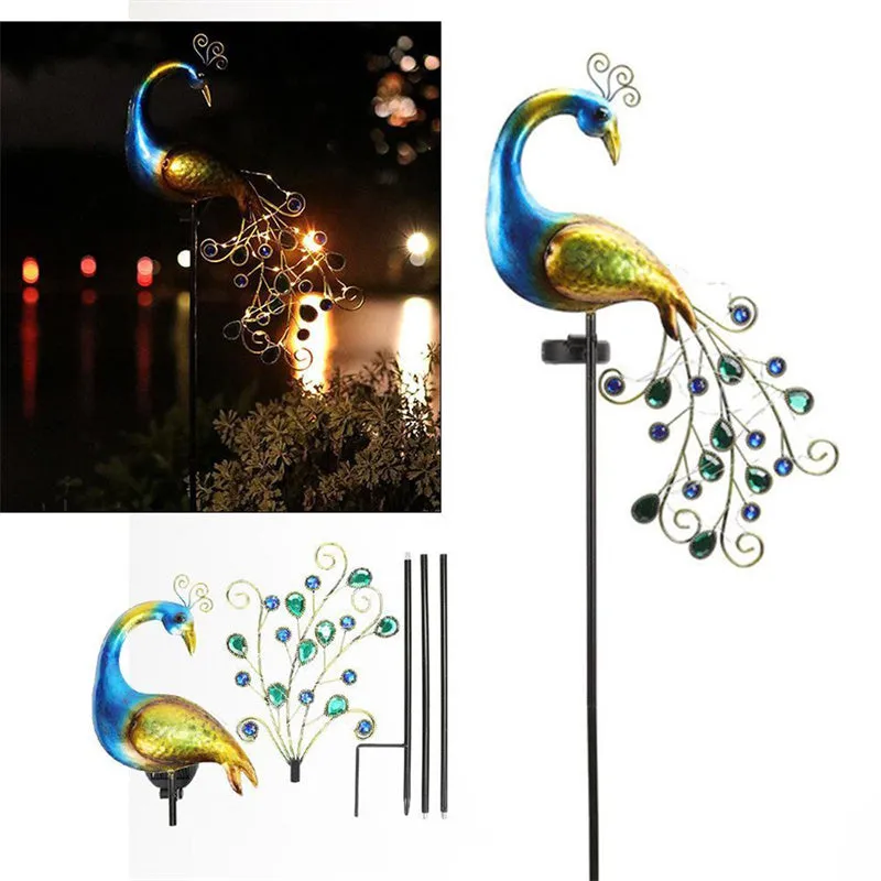 Solar Peacock Garden Lights Peacock Waterproof Fairy Garden Decor Lamp For Pavilion Yard Landscape Garden Lawn Lights
