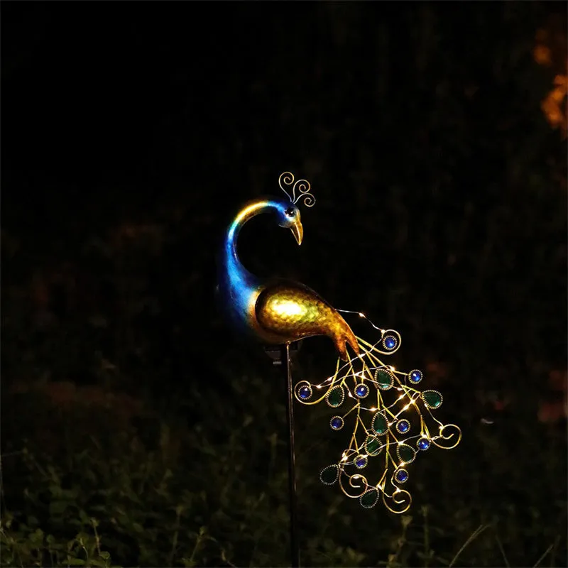 Solar Peacock Garden Lights Peacock Waterproof Fairy Garden Decor Lamp For Pavilion Yard Landscape Garden Lawn Lights
