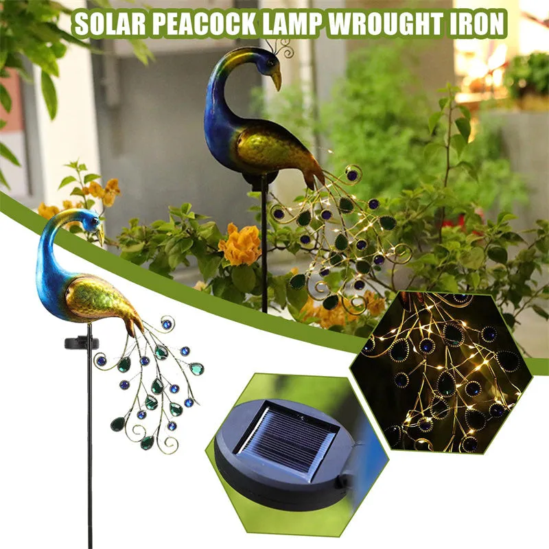 Solar Peacock Garden Lights Peacock Waterproof Fairy Garden Decor Lamp For Pavilion Yard Landscape Garden Lawn Lights