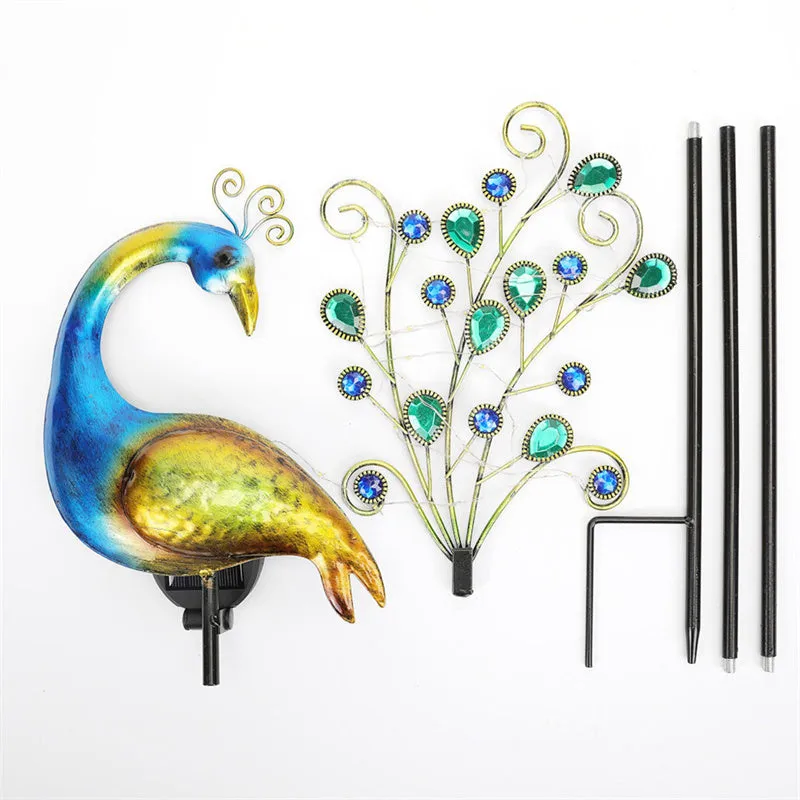 Solar Peacock Garden Lights Peacock Waterproof Fairy Garden Decor Lamp For Pavilion Yard Landscape Garden Lawn Lights