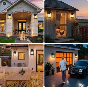 Solar Wall Lights Outdoor with Motion Sensor, Dusk to Dawn Outdoor Lighting with Anti-Rust Metal & Clear Glass, Waterproof Solar Wall Lantern for Shed, Barn, Garage, Porch, Fence, Step, Yard(2 Pack)