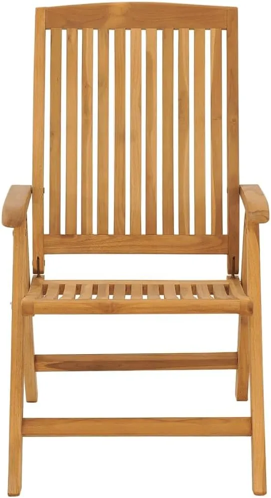 Solid Teak Wood Reclining Patio Chairs with Cushions 2-Piece Set, Foldable Outdoor Lounge Chairs Adjustable Backrest for Poolside, Garden, Backyard Furniture