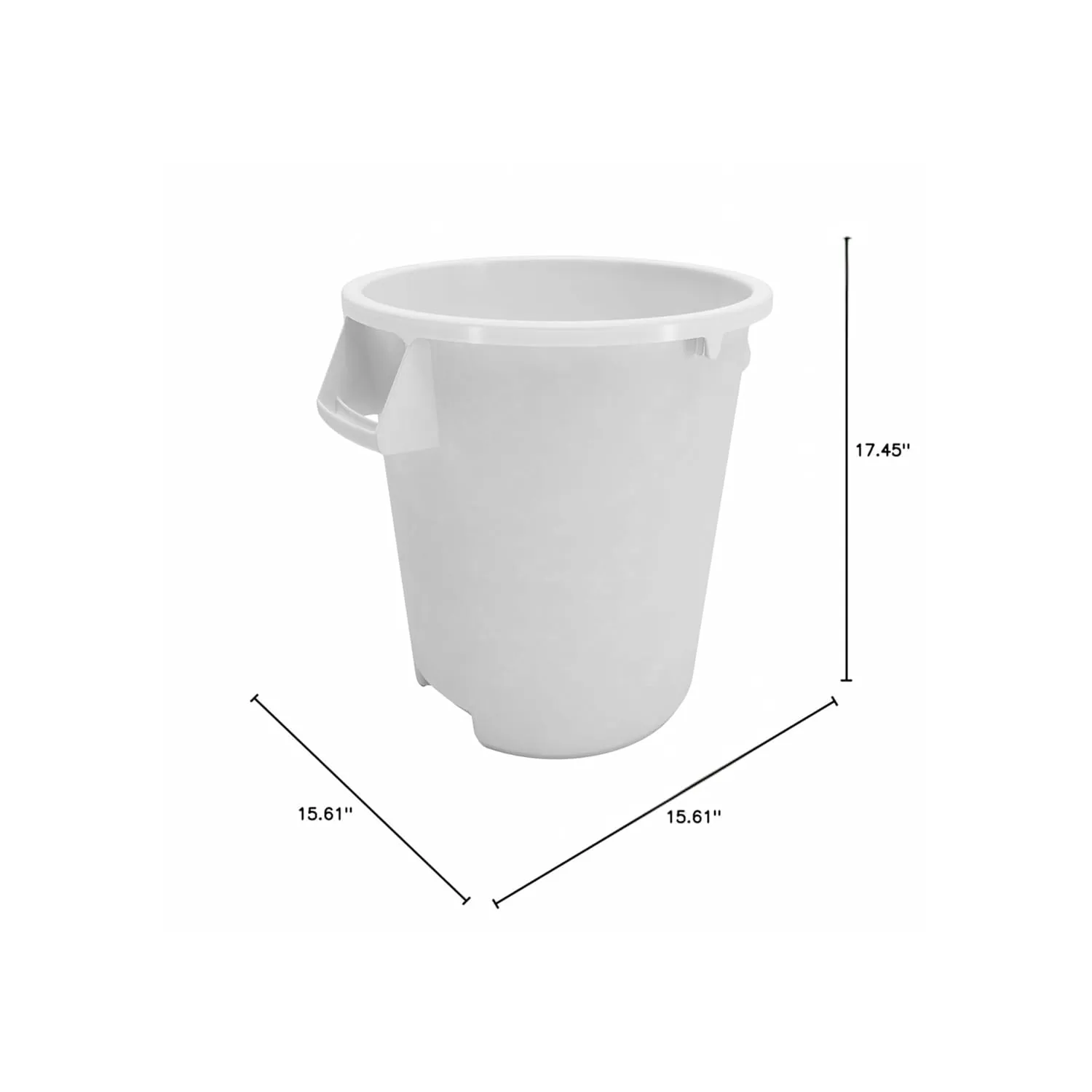 SPARTA Bronco Waste Container Trash Container, Round Trash Bin for Disposal, 10 Gallons, White