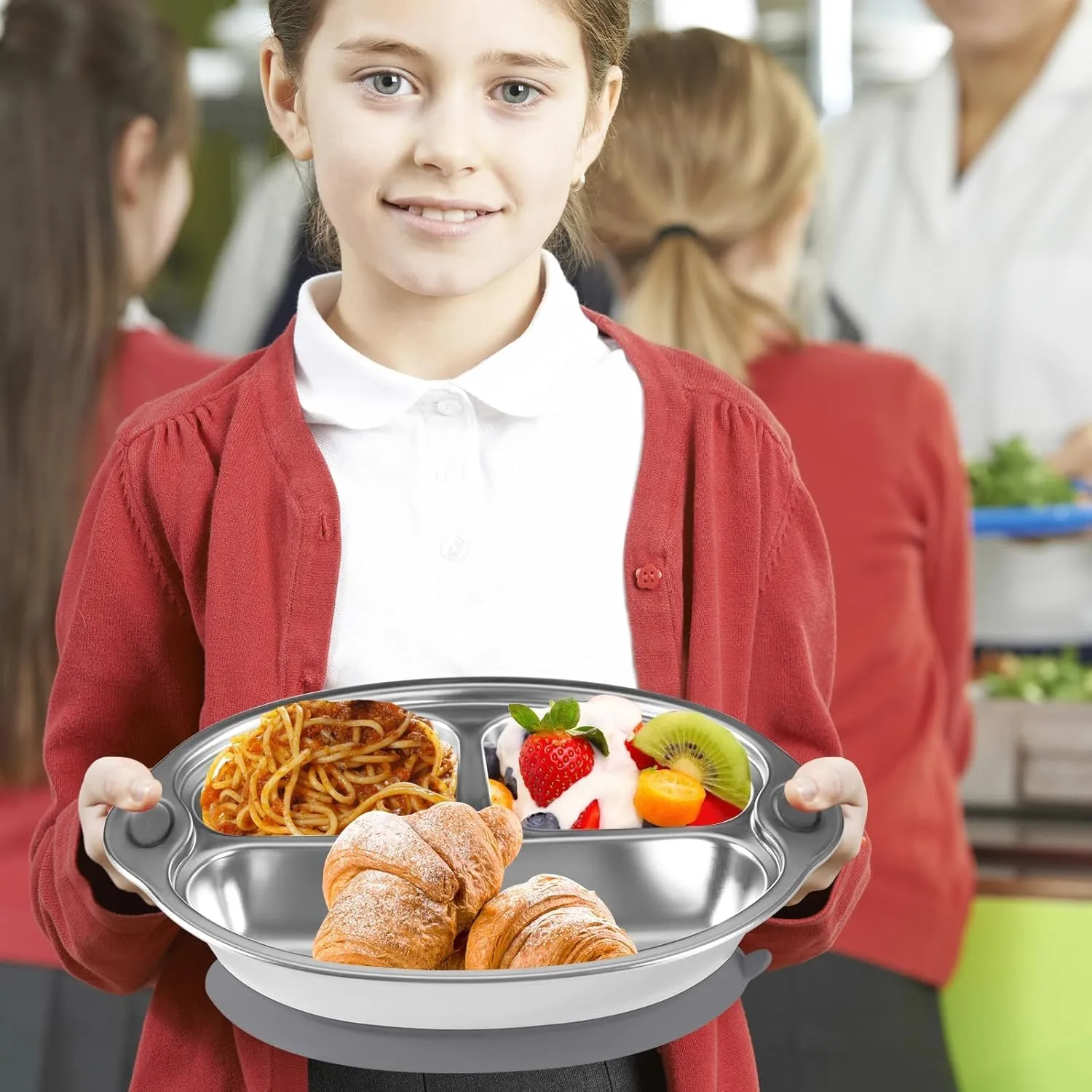 Stainless Steel Baby Suction Plates: Divided Plates for Babies and Toddlers, Made of 100% Food-Grade Materials Ideal for Baby-Led Weaning BPA-Free Toddler Feeding Dishwasher Safe Gray