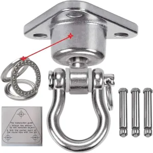 Stainless Steel Hanger with Smooth Swing Bearings, Heavy Duty 180° 360° Swivel Swing Hook, 1500 lb Capacity Playground Yoga Hammock Chair Rope, sandbag Porch Swing Bag Sleeve