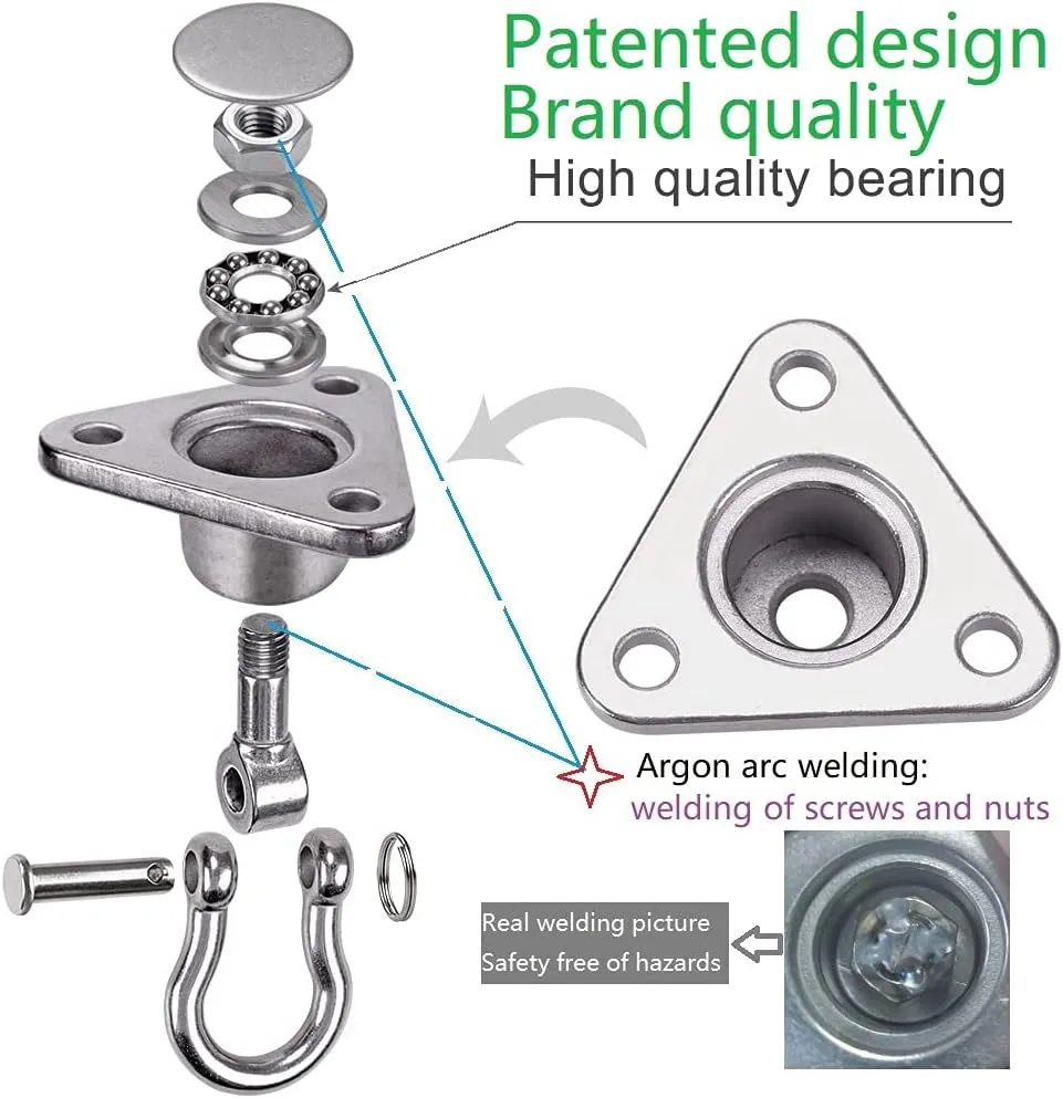 Stainless Steel Hanger with Smooth Swing Bearings, Heavy Duty 180° 360° Swivel Swing Hook, 1500 lb Capacity Playground Yoga Hammock Chair Rope, sandbag Porch Swing Bag Sleeve