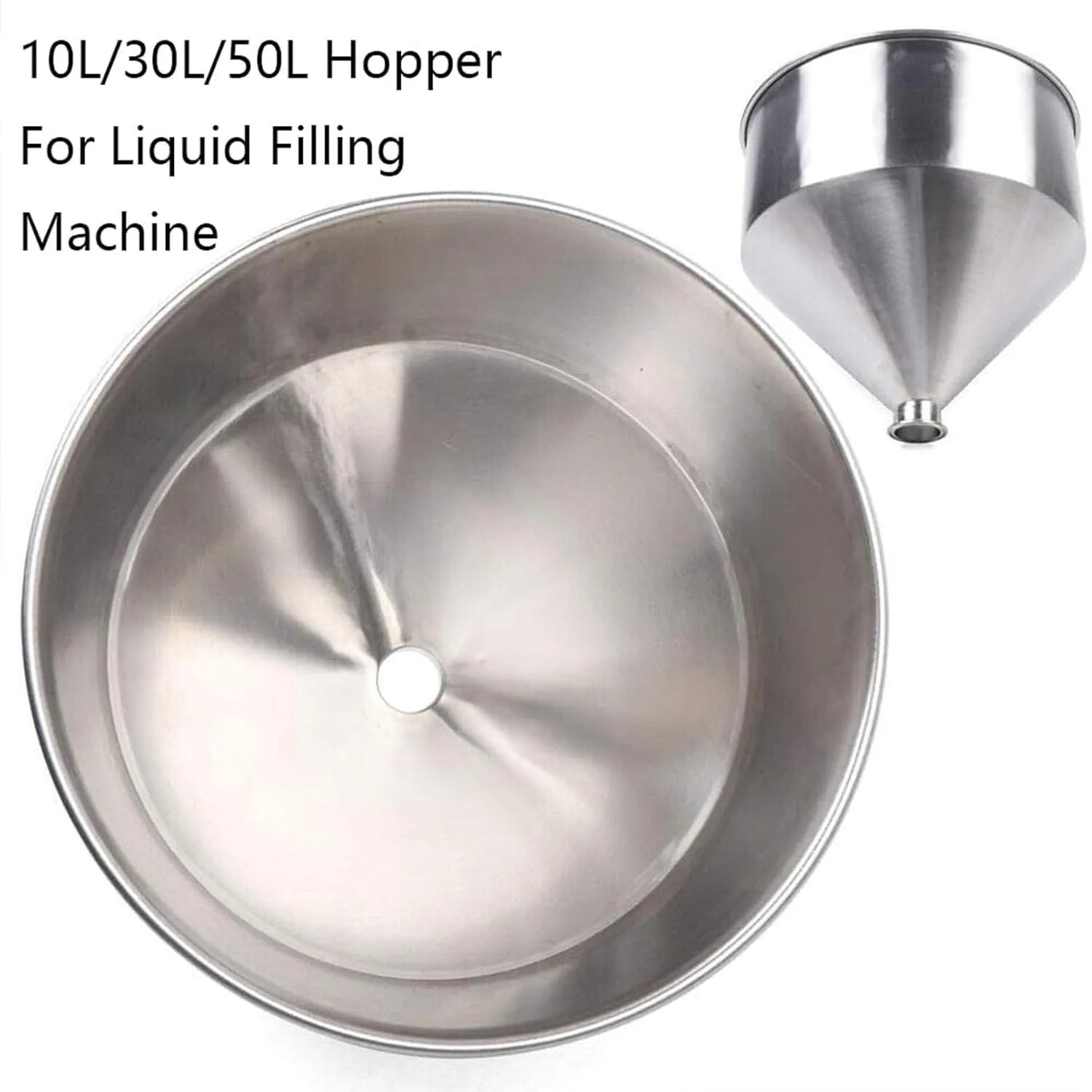 Stainless Steel Liquid Paste Filling Hopper, 304 Grade, 10-50L Capacity, Heavy Duty Funnel Container,10L,50.5mm