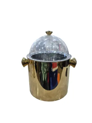 Stainless Steel Rose Gold Finish Double Wall Ice Cream Dispenser with See Through Lid/Cover, 10", 5 Liter's