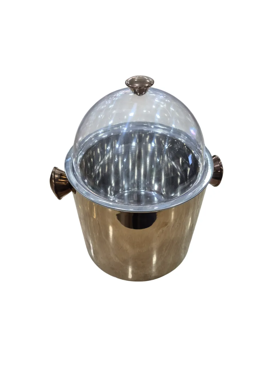 Stainless Steel Rose Gold Finish Double Wall Ice Cream Dispenser with See Through Lid/Cover, 10", 5 Liter's