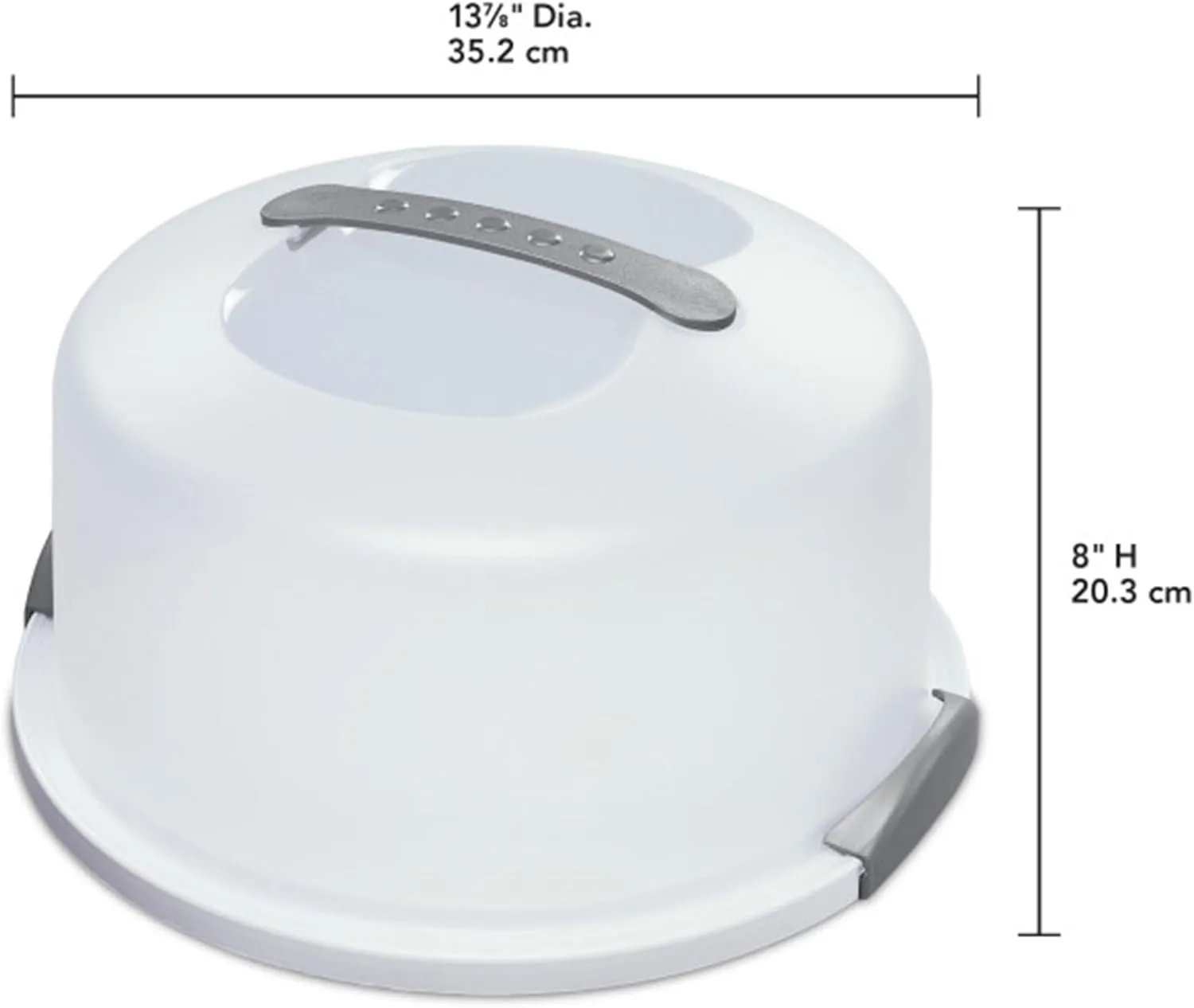 Sterilite Cake Server, Plastic Food Storage Container with Lid, Latches and Handle, Dessert Carrier, Dishwasher Safe, Clear Lid and White Base, 4-Pack