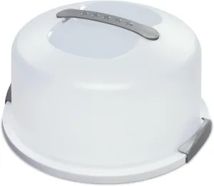 Sterilite Cake Server, Plastic Food Storage Container with Lid, Latches and Handle, Dessert Carrier, Dishwasher Safe, Clear Lid and White Base, 4-Pack