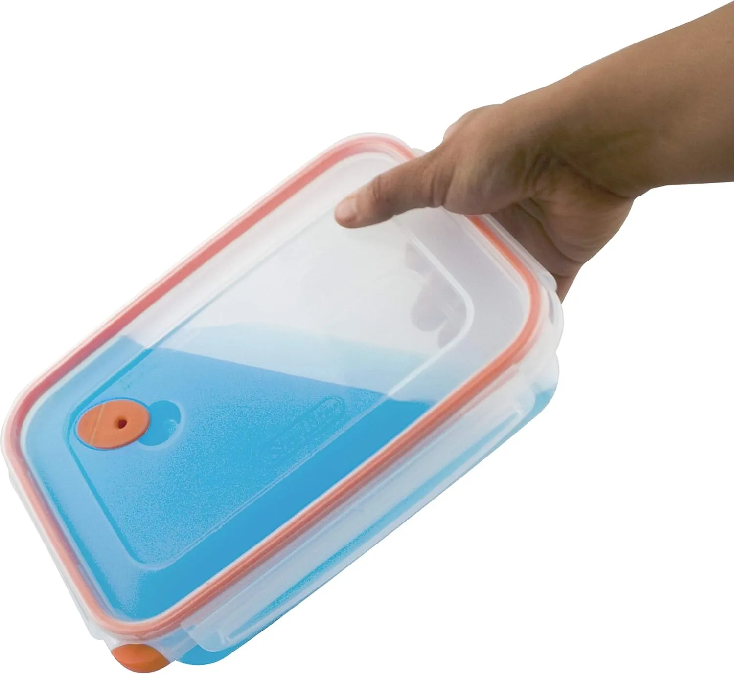 Sterilite Ultra-Seal 12 Cup Rectangle, Airtight Food Storage Container, Latching Lid, Microwave and Dishwasher Safe, Clear With Orange Gasket, 6-Pack