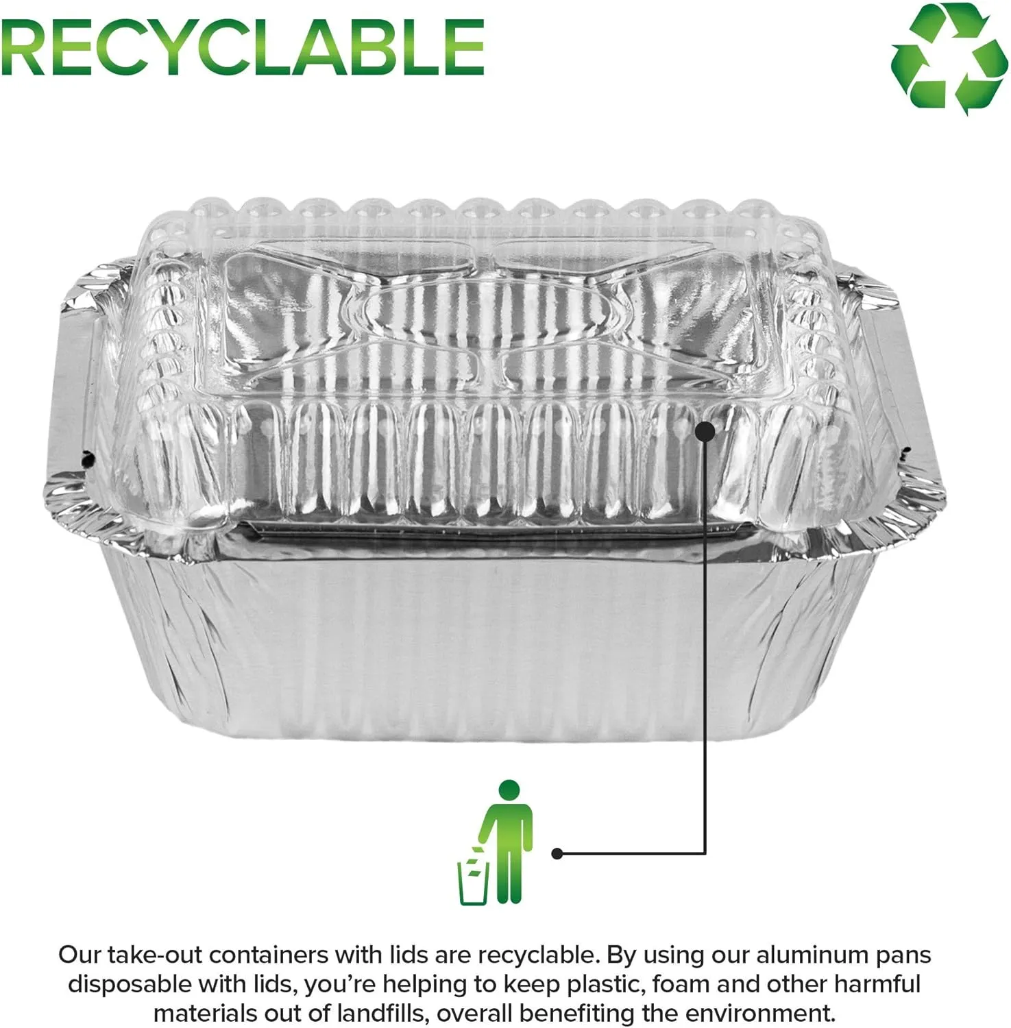 Stock Your Home 1 Lb Small Aluminum Pans with Lids (100 Pack) Foil Pans   Clear Plastic Lids, Disposable Cookware, Takeout Trays with Lids - To Go Disposable Food Containers for Restaurants & Catering