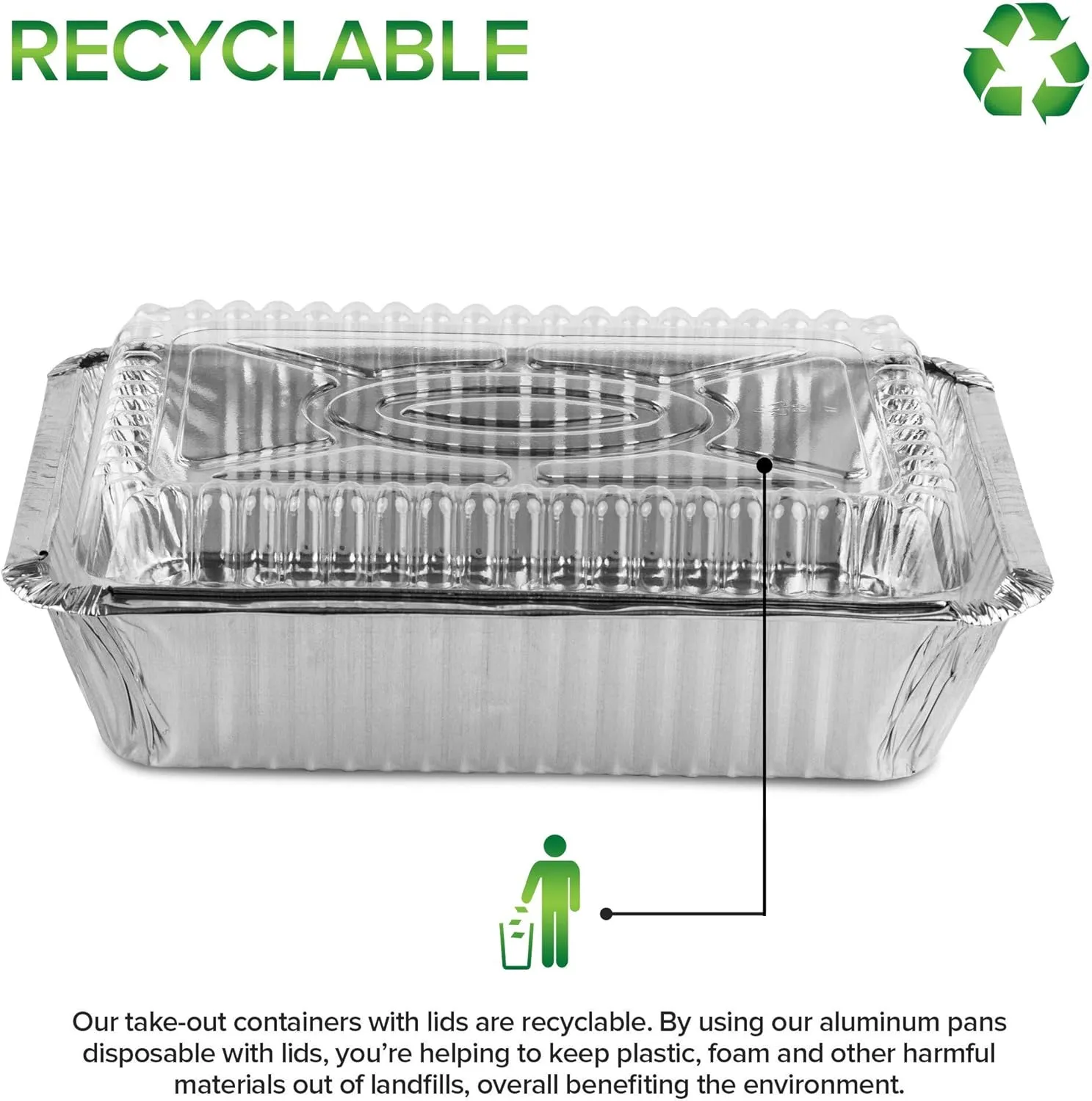 Stock Your Home 2 Lb Small Aluminum Pans with Lids (100 Pack) Foil Pan   Clear Plastic Lid, Disposable Cookware, Takeout Trays with Lids - To Go Disposable Food Containers for Restaurants & Catering