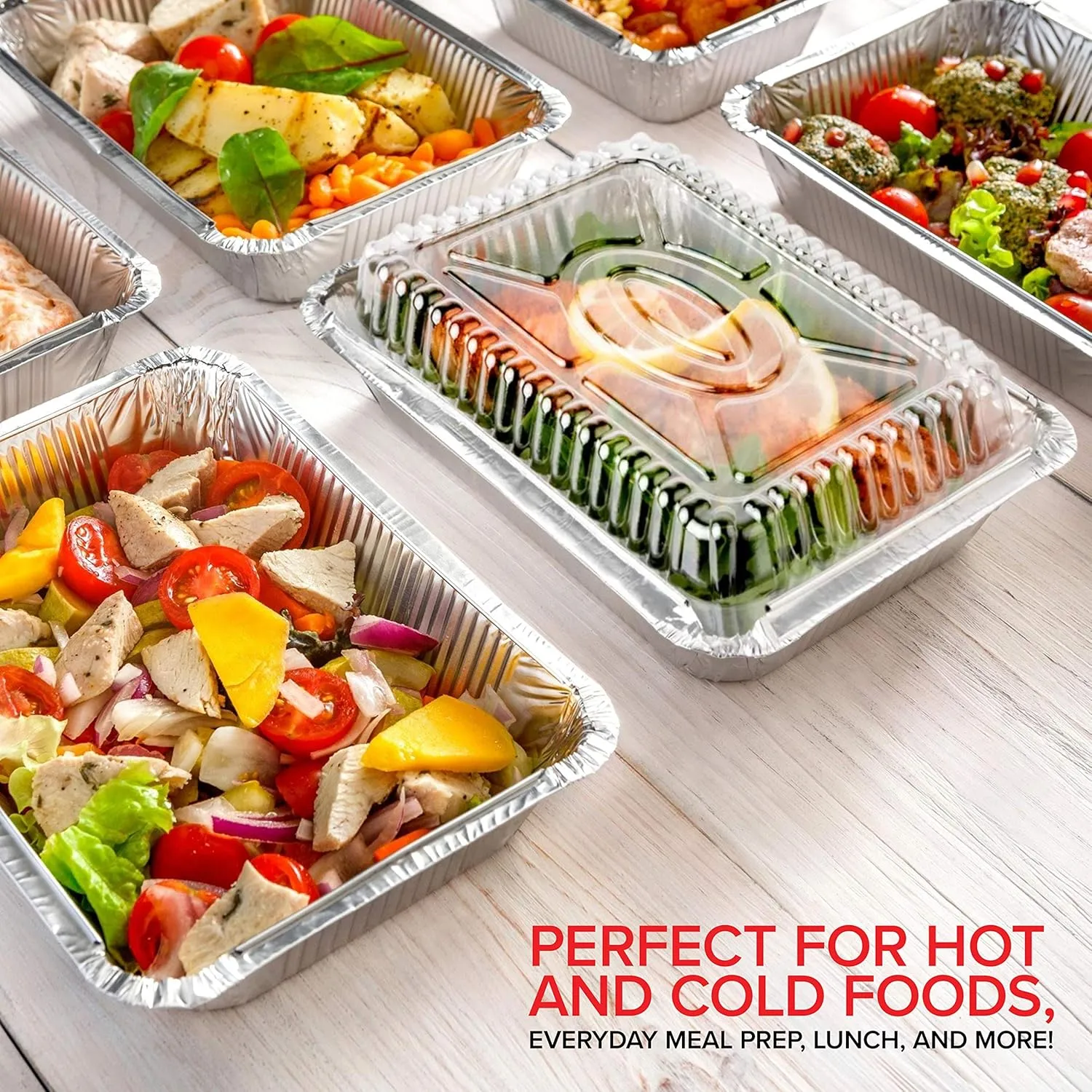 Stock Your Home 2 Lb Small Aluminum Pans with Lids (100 Pack) Foil Pan   Clear Plastic Lid, Disposable Cookware, Takeout Trays with Lids - To Go Disposable Food Containers for Restaurants & Catering