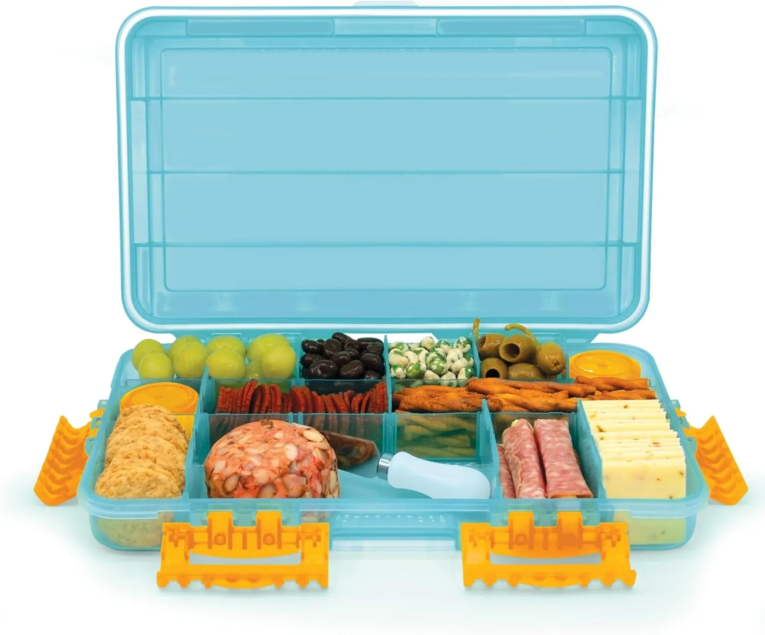 SubSafe Charcuterie Safe Waterproof Tackle Box, Snack Storage for Beach, Parties & Tailgating, BPA-Free, Blue