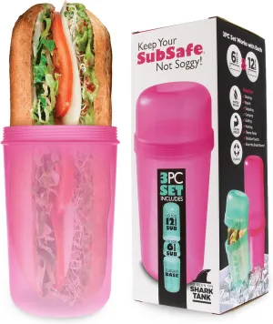 SubSafe Sub Sandwich Plastic Container for Coolers (Hot Pink)
