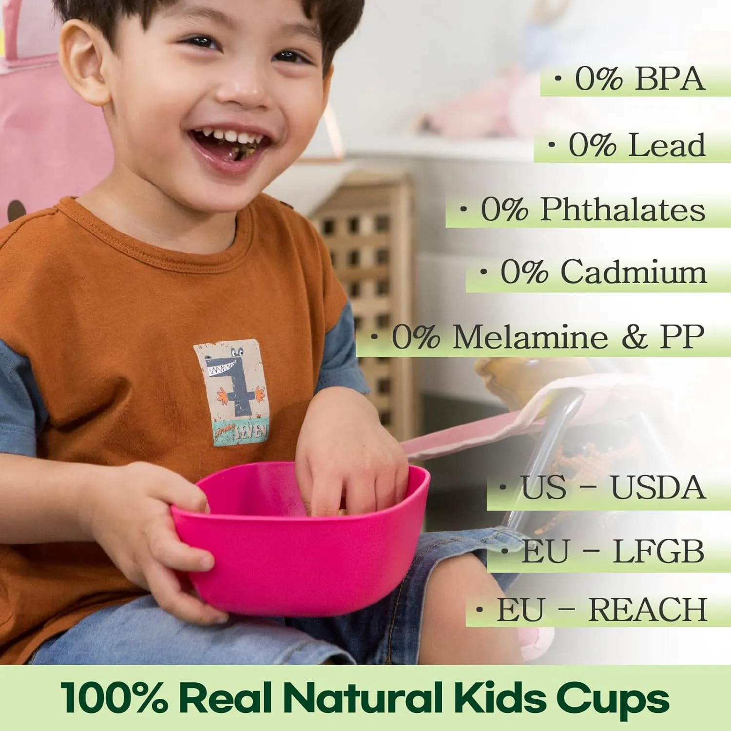 Sugarcane Kids Bowls 3Pack (27oz) - Natural Plastic Dishes for Toddler to Big Kids - Fried Rice & Noodles – Microwaves & Dishwasher Safe – BPA Free, Unbreakable, Reusable - Blue