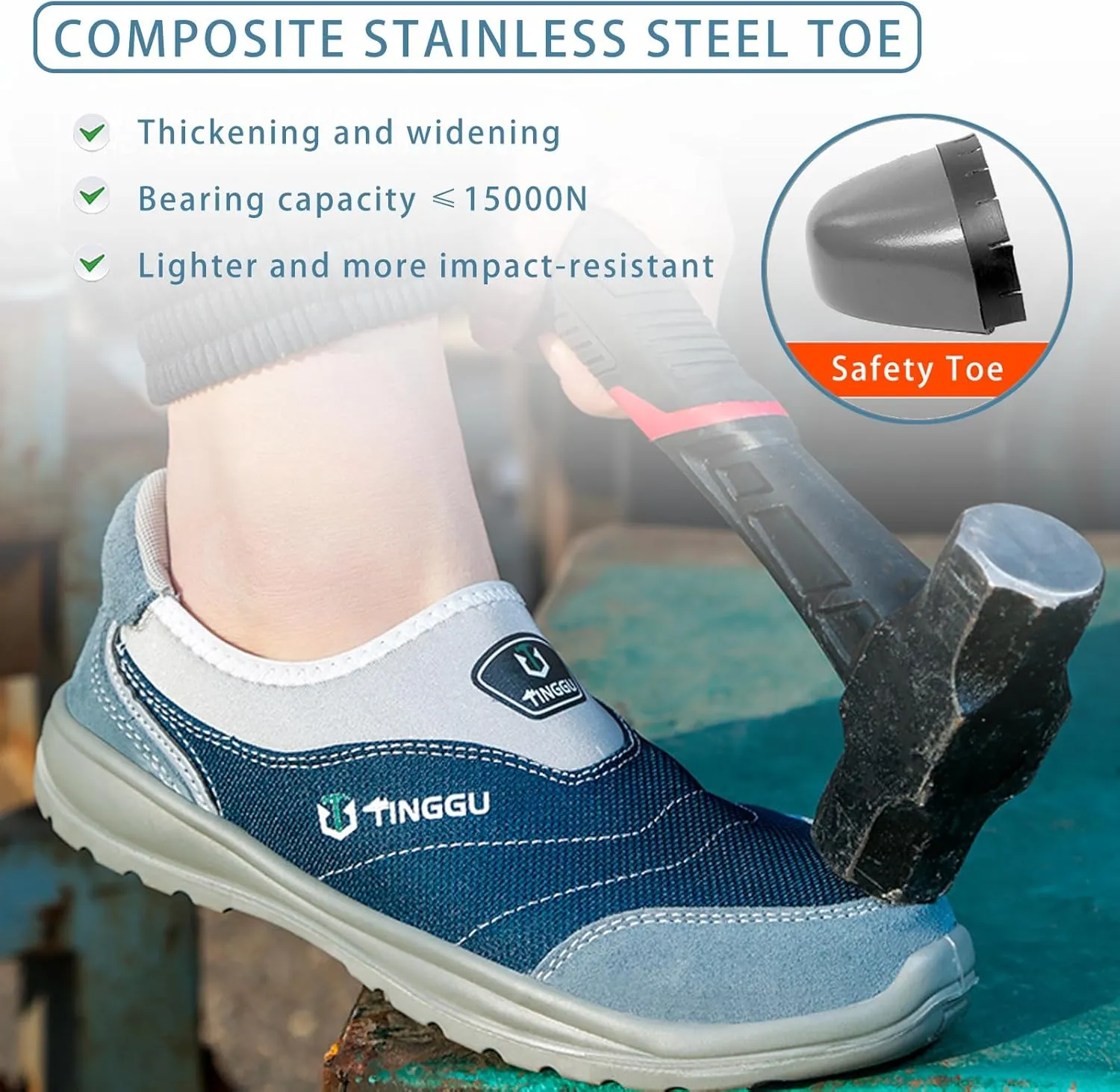 Summer Unisex Anti-Static Safety Shoes, Smash and Puncture Resistant Work Shoes, Composite Steel Toe Shoes, Breathable, Lightweight and Comfortable
