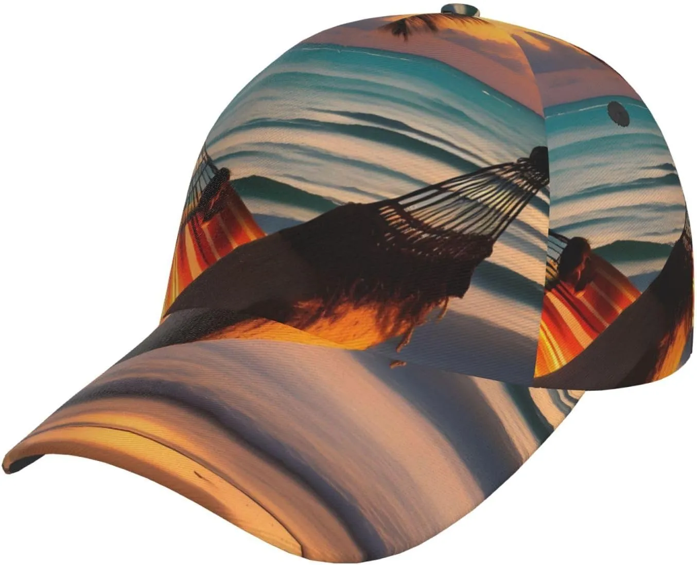 Sunset Beach Hammock Baseball Caps, Adjustable Baseball Caps, Men's and Women's Baseball Caps, Sports Caps for All Seasons. Black
