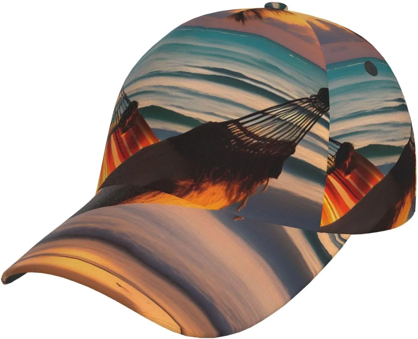 Sunset Beach Hammock Baseball Caps, Adjustable Baseball Caps, Men's and Women's Baseball Caps, Sports Caps for All Seasons. Black