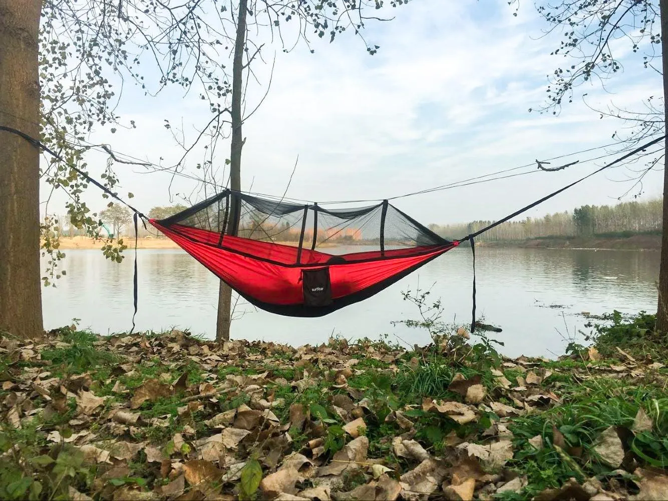 Sunyear Camping Hammock, Portable Single & Double Hammock with Net, 2 Person Hammock Tent with 2 * 10ft Straps, Best for Outdoor Hiking Survival Travel