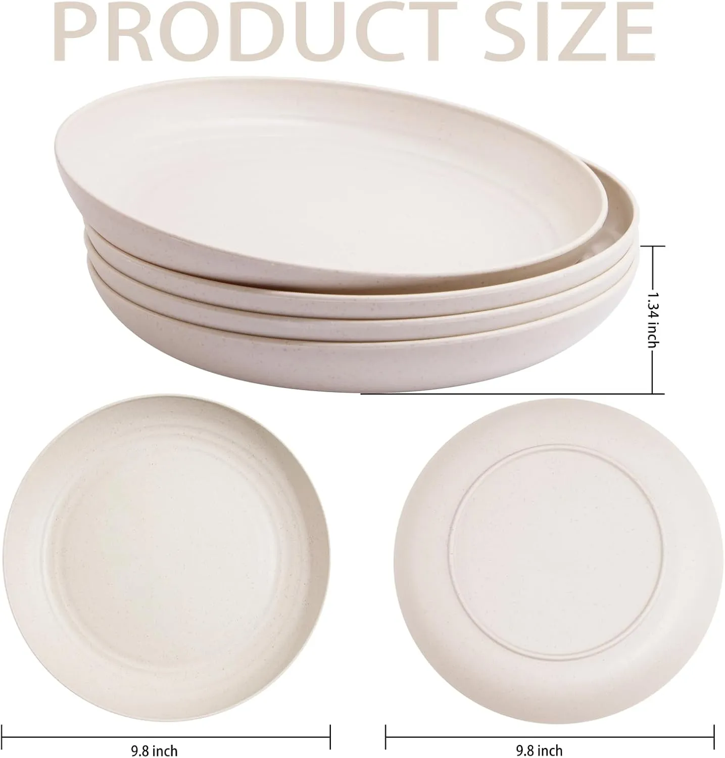 Supernal 16pcs Wheat Straw Plates,Unbreakable Dinner Plates Set,Microwave Dishwasher Safe,Lightweight Wheat Straw Plates,Party Plates Set,Beige Reusable Plates for Picnic,Birthday,Camping