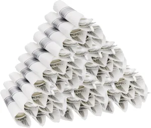 Supernal 60 Pack Pre-Rolled Napkins with Silver Plastic Utensils,Heavy Duty Wrapped Cutlery,Silver Plastic Silverware, Forks and Spoons,Premium Disposable Silverware Sets for Any Occasion