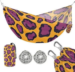 susiyo Portable Camping Hammock Leopard Cheetah Spots Printed Lightweight Hammock Comfortable Travel Swing with Tree Straps for Camping Hiking Backpacking Travel or Beach - Up to 330lbs