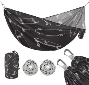 susiyo Portable Camping Hammock Skateboard Printed Lightweight Hammock Comfortable Travel Swing with Tree Straps for Camping Hiking Backpacking Travel or Beach - Up to 330lbs
