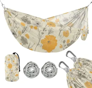 susiyo Portable Camping Hammock Vintage Wildflowers Printed Lightweight Hammock Comfortable Travel Swing with Tree Straps for Camping Hiking Backpacking Travel or Beach - Up to 330lbs