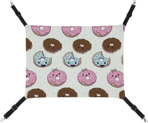 Sweet Dessert Donuts Cat Hanging Hammock Soft Breathable Pet Cage Dog Hammock with Adjustable Straps and Metal Hooks