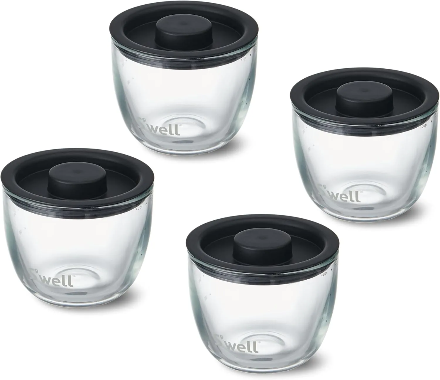 S'well 12oz Glass Prep Bowl Set of 4 For Easy Meal Prep, Black, Made From Durable Tempered Glass, Nests Inside 21.5oz S'well Eats